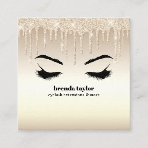 Champagne Dripps Eyelash browbar professional Square Business Card