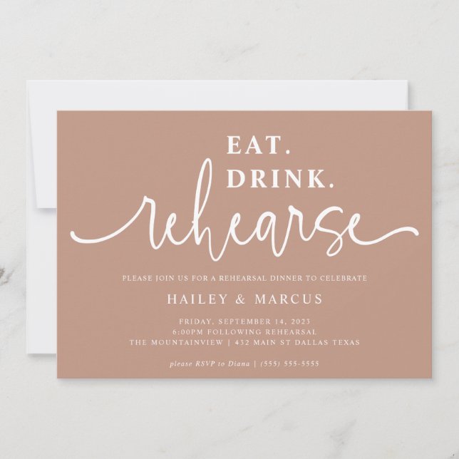 Champagne Eat Drink Rehearse Rehearsal Dinner Invitation (Front)