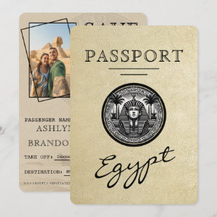Champagne Egypt Passport Wedding Save the Date