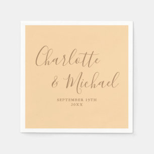 Champagne Elegant Signature Script Wedding Napkin