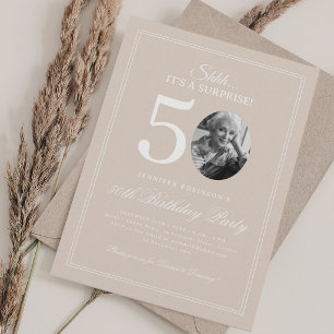 Champagne Elegant Surprise 50th Birthday Party Invitation