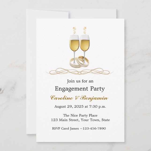 Champagne Engagement Invitation (Front)