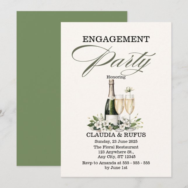 Champagne Engagement Party Invitation (Front/Back)