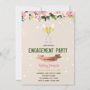 Champagne engagement party invitation