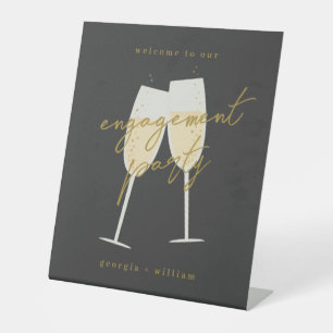 Champagne Engagement Party Pedestal Sign
