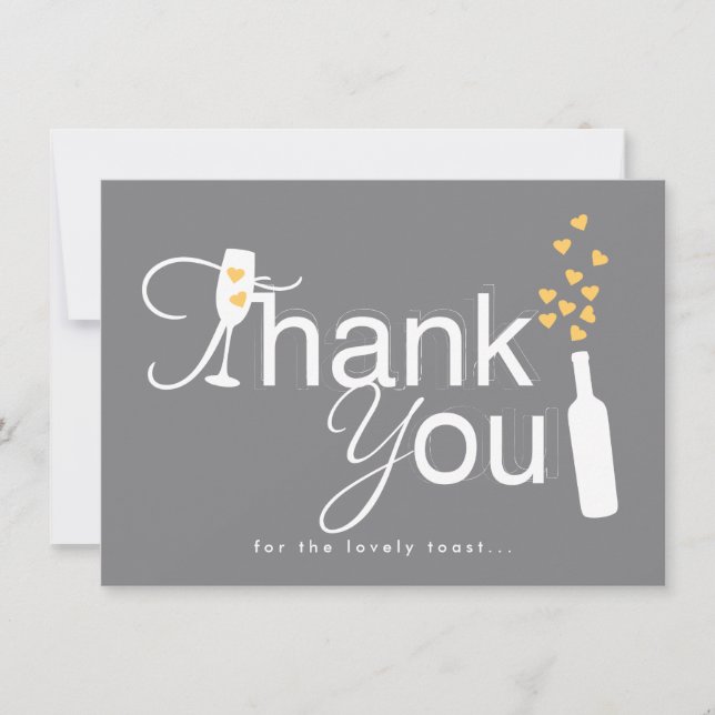 Champagne Engagement Party Thank You Note Card (Front)
