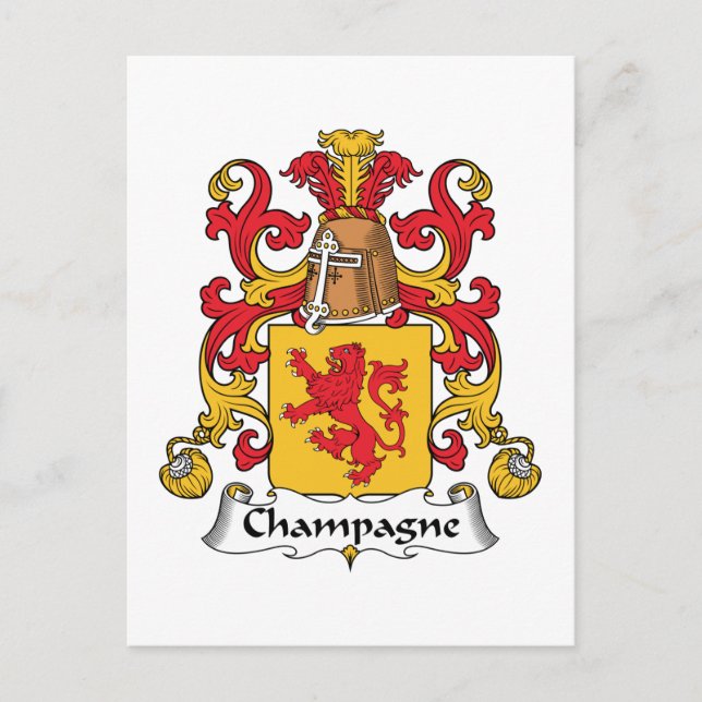 Champagne Family Crest Postcard (Front)