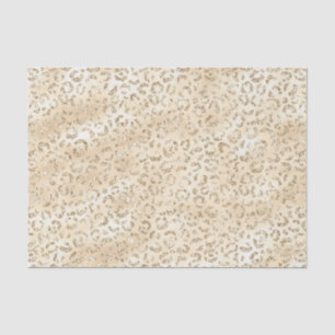 Champagne Faux Glitter Leopard Print Tissue Paper