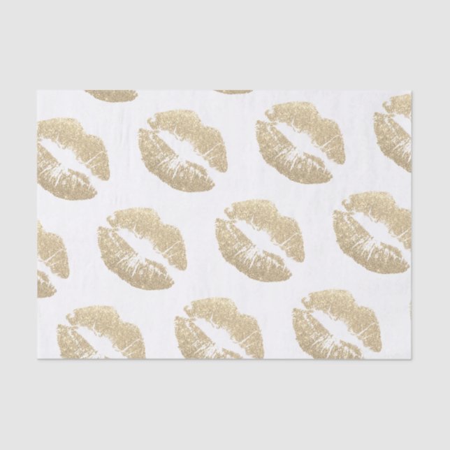 Champagne Faux Glitter Lips Tissue Paper (Front)
