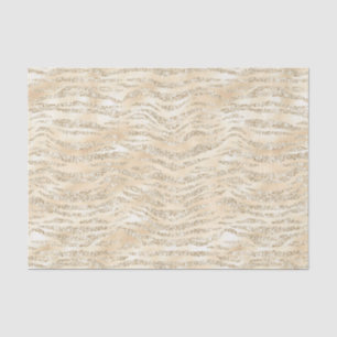 Champagne Faux Glitter Zebra Stripes Tissue Paper