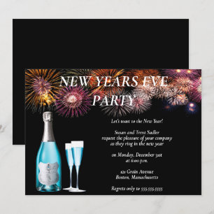 Champagne & Fireworks New Years Eve Party Invitation