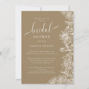 Champagne Floral Bridal Shower  Invitation
