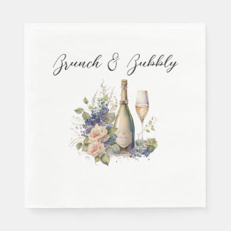 Champagne Floral Bridal Shower Paper Napkin