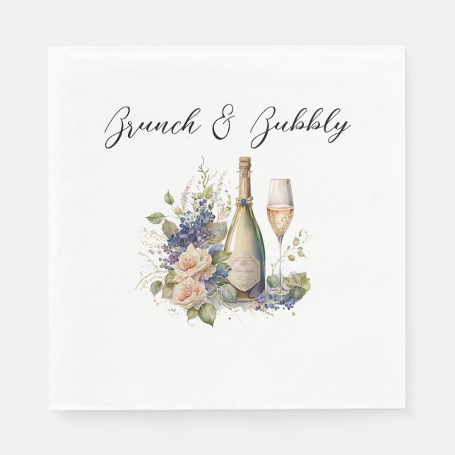 Champagne Floral Bridal Shower Paper Napkin (Front)