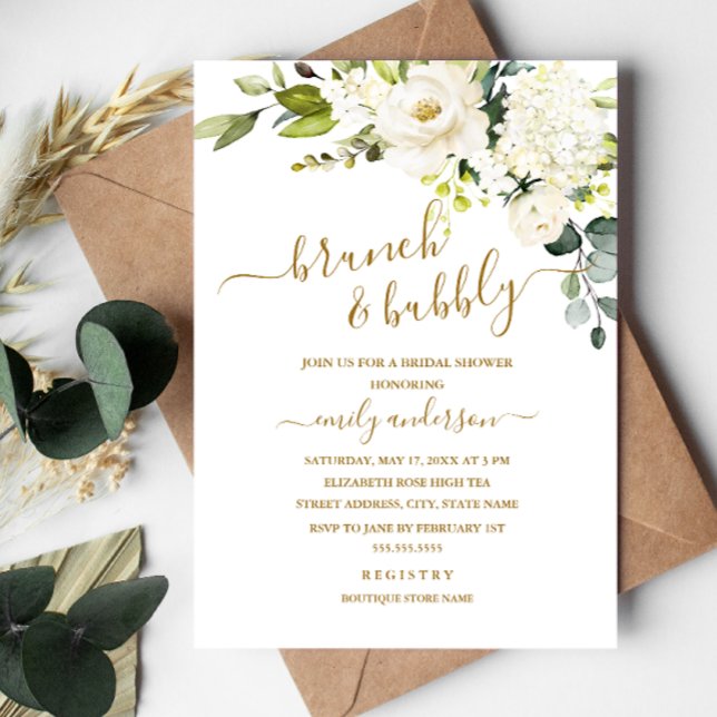Champagne Floral Brunch And Bubbly Bridal Shower Invitation (Creator Uploaded)