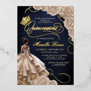 Champagne Floral Dress Quinceañera