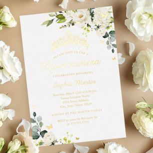 Champagne Floral Gold Quinceanera