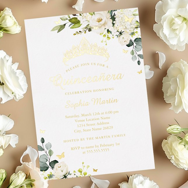 Champagne Floral Gold Quinceanera   (Creator Uploaded)