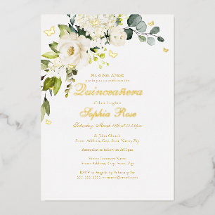 Champagne Floral Golden Butterfly Quinceanera