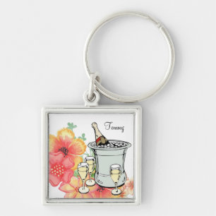 Champagne Floral Tie Key Chain! Key Ring