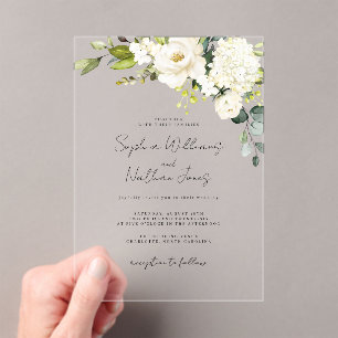 Champagne Floral Wedding   Acrylic Invitations