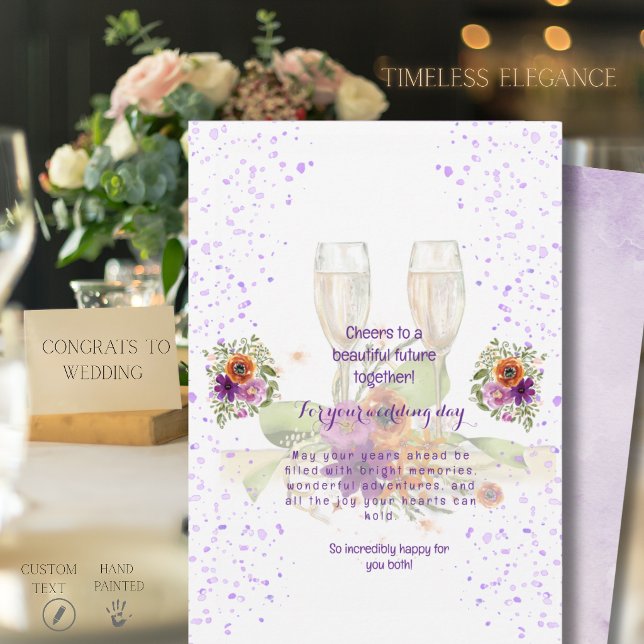  Champagne Floral Wedding Congratulations Card  (Champagne Floral Wedding Congratulations Card )