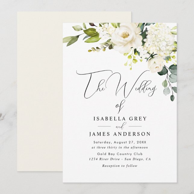 Champagne Floral Wedding  Invitation (Front/Back)