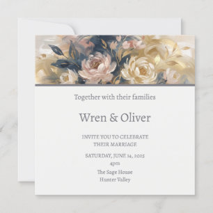 Champagne Floral Wedding Invitation