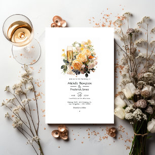 Champagne Floral Wedding Invitation