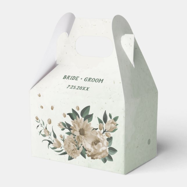 champagne flowers greenery wedding favour box (Front Side)