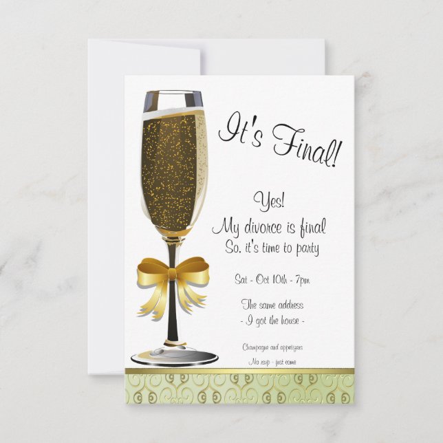 Champagne Flute Divorce Party Invitation (Front)