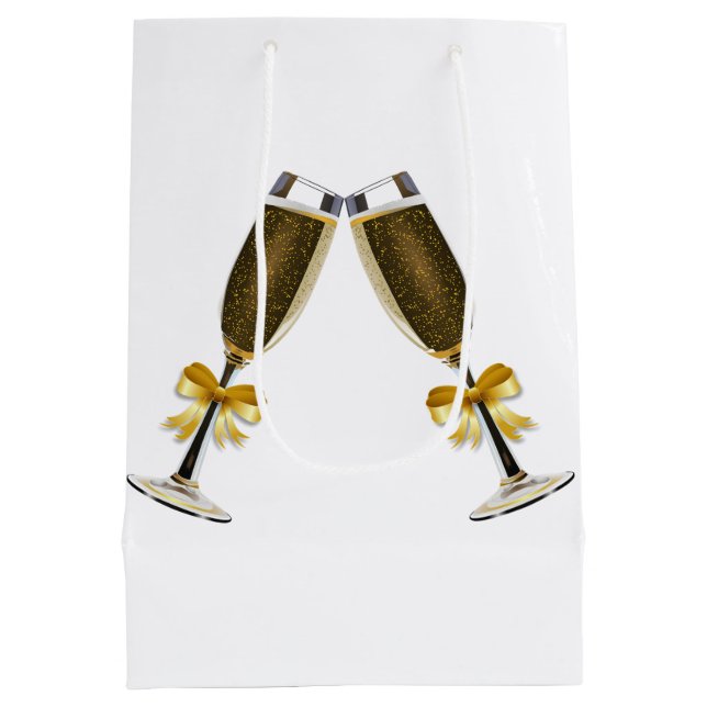 Champagne Flute Gift Bag, Wedding Party Gift Bag (Back)