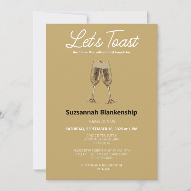 Champagne Flute Toast Bridal Shower Template (Front)
