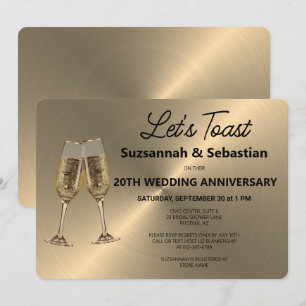 Champagne Flute Toast on Faux Metallic  Invitation