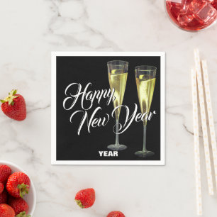 Champagne Flutes Custom Happy New Year Napkin