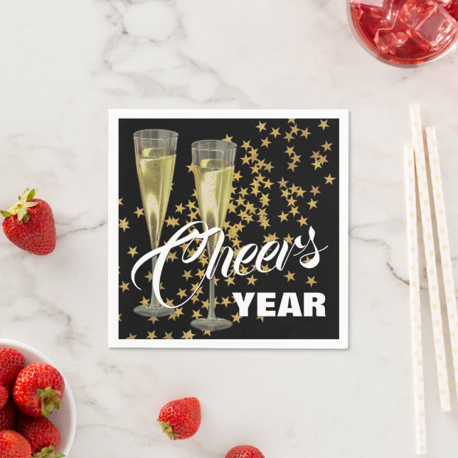 Champagne Flutes Custom Happy New Year Napkin (Insitu)