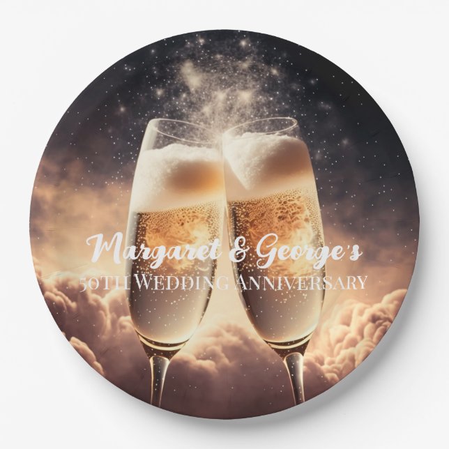 Champagne Flutes Paper Plates (Front)