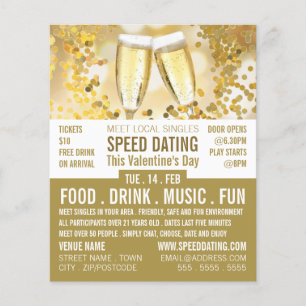 Champagne Flutes, Speed Dating Event Advertising Flyer