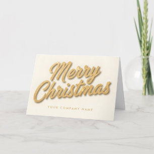 Champagne Foil Retro Script Merry Christmas Holiday Card