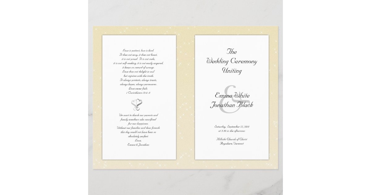 Champagne Folded Christian Wedding Program Zazzle Co Uk