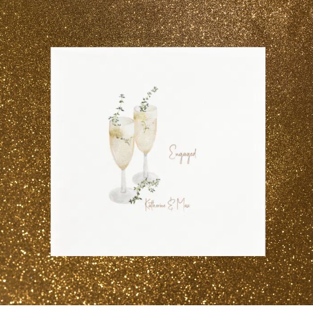 Champagne Foliage Gold Engagement Party Napkin (Creator Uploaded)
