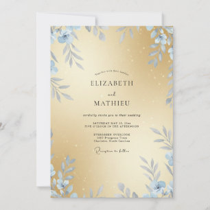 Champagne Frost Foliage Eucalyptus Wedding Invitation
