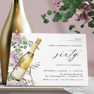 Champagne   Fun Elegant Women's 60th Birthday Invitation