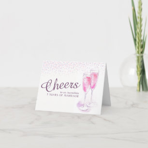 Champagne glass 3rd wedding anniversary art card