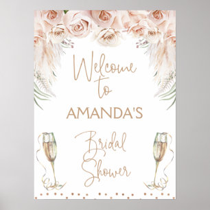 Champagne Glass Boho Brunch Bridal Shower Welcome Poster