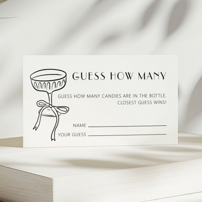 Champagne Glass Bow Bridal Shower Guess How Many Enclosure Card (Creator Uploaded)