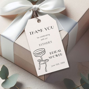 Champagne Glass Bow Bridal Shower Thank You Gift Tags