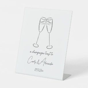 Champagne Glass Champagne Toast Wedding Bar Pedestal Sign