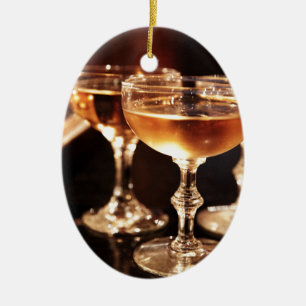 champagne glass golden toast ceramic tree decoration