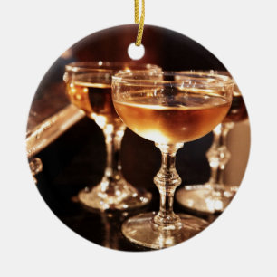 champagne glass golden toast ceramic tree decoration